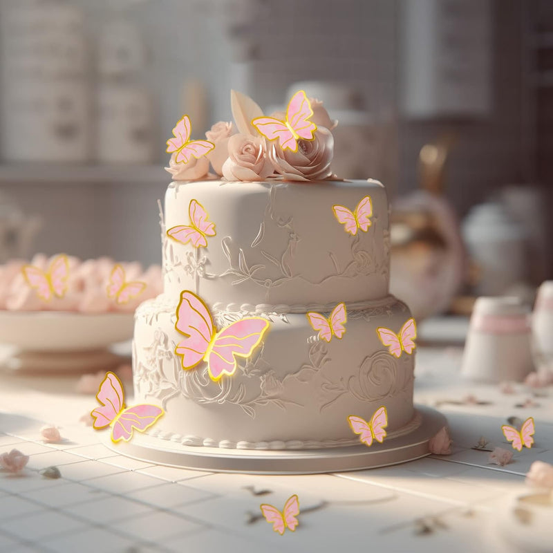 60Pcs Butterfly Cupcake Toppers: Vibrant 3D Decorations for Cakes, Desserts, and Parties
