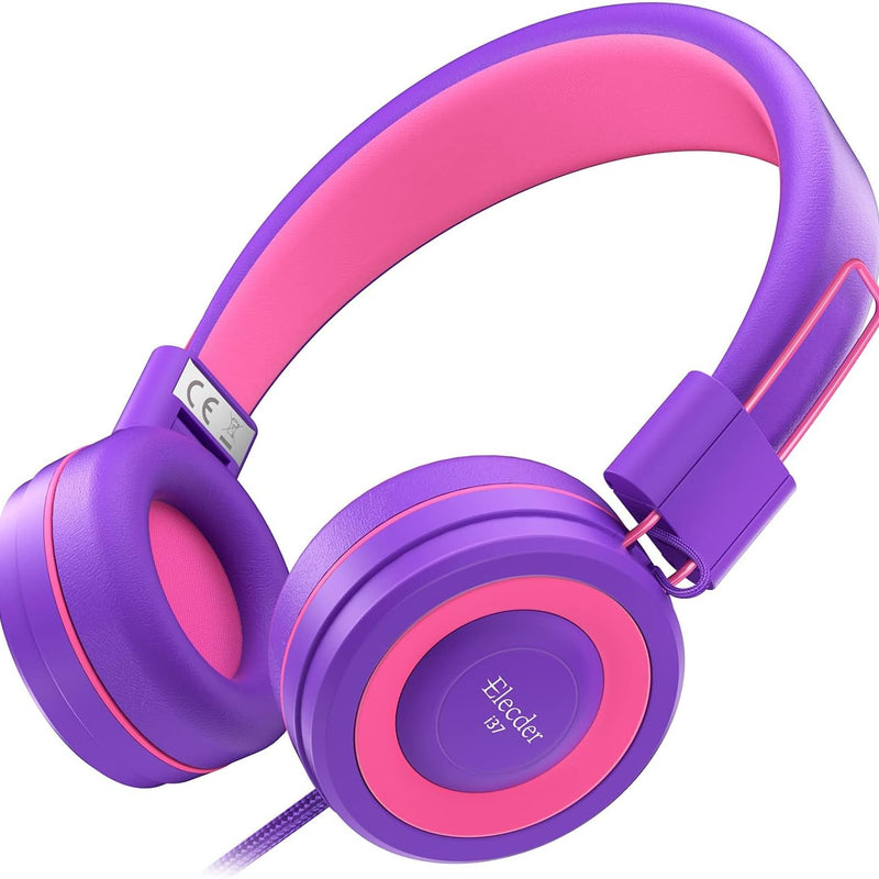 ELECDER i37 Kids Headphones for School Children Girls Boys Teens, Green | Foldable Adjustable Lightweight, 3.5mm Audio Jack On Ear Headphones for Smartphones Chromebook Computer PC Tablets Travel