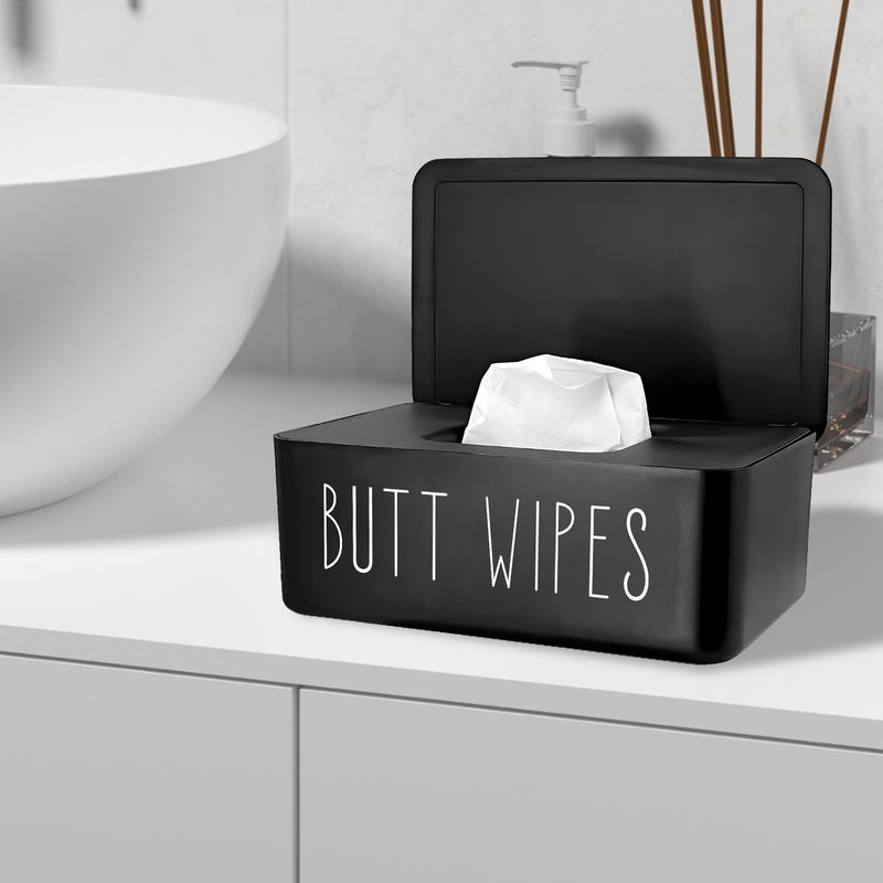 Baby Wipes Dispenser 7.48" L x 4.52" W x 2.75" H (19x11.5x7cm) | Flushable Wipes Container for Bathroom, Diaper Wipe Holder, Black