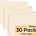 SUNEE File Folders, 30 Pack Manilla Folders 8.5 x 11, 1/3 Cut Tab for Easy Labeling and Organization, Durable Standard Paper for Home, Office, School Filing