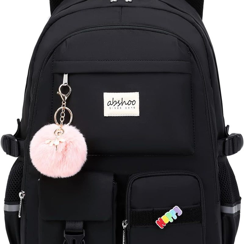 abshoo Big Student Laptop Backpack For College Women Middle High School Teen Girls Bookbag Travel Daypack (Black) | For College