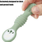 PandaEar 6 Pack Silicone Baby Spoons for Baby Led Weaning, First Stage Baby Toddler Self Feeding Utensils 6+ Months (Blue Green Beige)