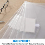 Sooez 10 Pack Plastic Envelopes File Folders, Clear Folder for Document US Letter A4 Size Poly Envelopes with Label Pockets for School Home Work Office Organizer, Clear