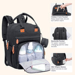 BabbleRoo Diaper Bag Backpack - Baby Essentials Travel Tote - Multi Function Water Resistant Diaper Bag, Travel Essentials Baby Bag with Changing Pad, Stroller Straps & Pacifier Case - Unisex, Black