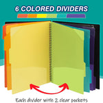 H4D 12 Pocket Poly Project Organizer, Spiral Multi Pocket Folder Organizer, Multi-Subject Folder Notebook, Letter Size