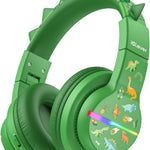 iClever BTH12 Kids Bluetooth Headphones 85H Playtime with LED Lights Travel | SafeSound Tech, Stereo Sound, USB C Charging AUX Cable Over Ear Built-in Mic, Kids Wireless Headphones for Toddler Boys Girls