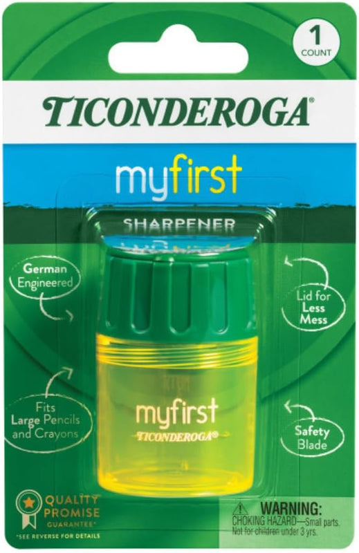Ticonderoga My First Pencil Sharpener, 1 Hole, Large Barrel, Yellow/Green