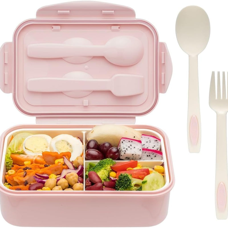 LOVINA Bento Boxes for Adults - 1100 ML Bento Lunch Box For Kids Childrens With Spoon & Fork - Durable for On-the-Go Meal, BPA-Free and Food-Safe Materials