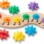 Melissa & Doug Rainbow Caterpillar Gear Toy with 6 Interchangeable Gears | 7 Pcs, Wooden Peg Base, 6 Interchangeable Color Gears, Motor Skill Building Play, Toddler Learning Toys for Kids, Ages 1.5+