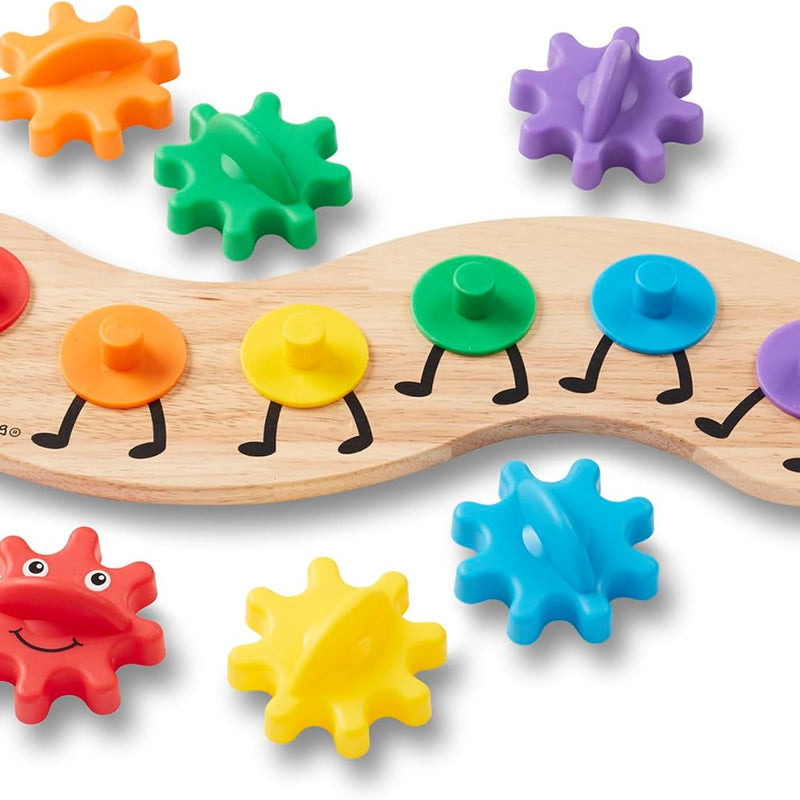 Melissa & Doug Rainbow Caterpillar Gear Toy with 6 Interchangeable Gears | 7 Pcs, Wooden Peg Base, 6 Interchangeable Color Gears, Motor Skill Building Play, Toddler Learning Toys for Kids, Ages 1.5+