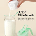 32oz Mason Jar Pitcher, Glass Breast Milk Pitcher with Lid | BPA Free, Airtight, Leak proof, Wide mouth, Pour Spout Lid, Fridge/ Dishwasher safe, Ergonomic handle, Formula container