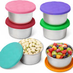 6Pack 8oz Stainless Steel Snack Containers for Kids, Reusable Small Metal Food Containers with Silicone Lids, Stackable Metal Toddler Lunch Box for Daycare, School and Outdoor (1CUP)