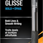 BIC Glide Bold Black Ballpoint Pens, Bold Point (1.6mm), 12-Count Pack, Retractable Ballpoint Pens With Comfortable Full Grip (VLGB11-BLK)