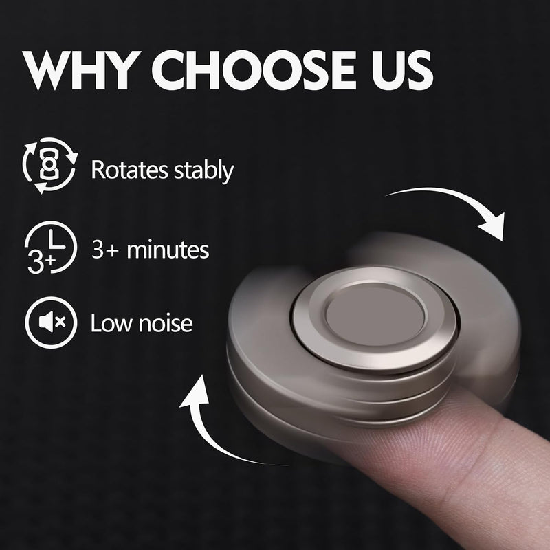 3-in-1 Fidget Toys Adults Kid: Spinner, Slider & Clicker – Magnetic Stainless Steel Bearing for Super-Stable Rotation – Stress Relief, Enhanced Focus, and Habit Breaking, Silver