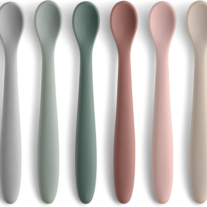 6-Piece Silicone Baby Feeding Spoons, First Stage Infant Spoons, Soft-Tip Easy on Gums I Baby Training Spoon | Infant Utensils Feeding Supplies, Dishwasher & Boil-proof