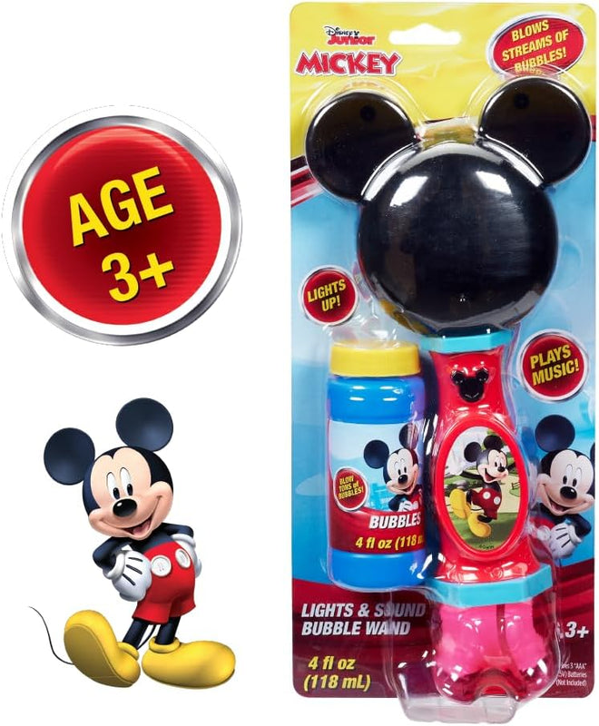 Little Kids Disney Mickey Mouse Light and Sound Musical Bubble Wand, Includes Bubble Solution, Multi (20511)