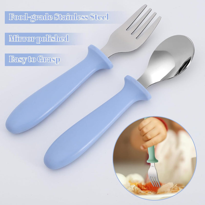 Toddler Utensils Set, 6-Piece Kids Fork and Spoon Set | 18/8 Stainless steel with plastic handles, rounded edges, toddler-size, dishwasher safe