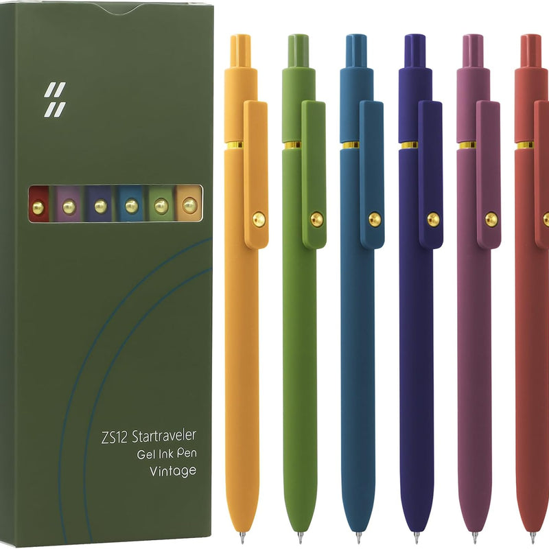 UIXJODO 6 Pcs Gel Pens 0.5mm Quick Dry Black Ink Pens Fine Point Smooth Writing Pens, Cute Office and School Supplies Gifts for Women Teacher Students (6 Pcs Ombre Gold)