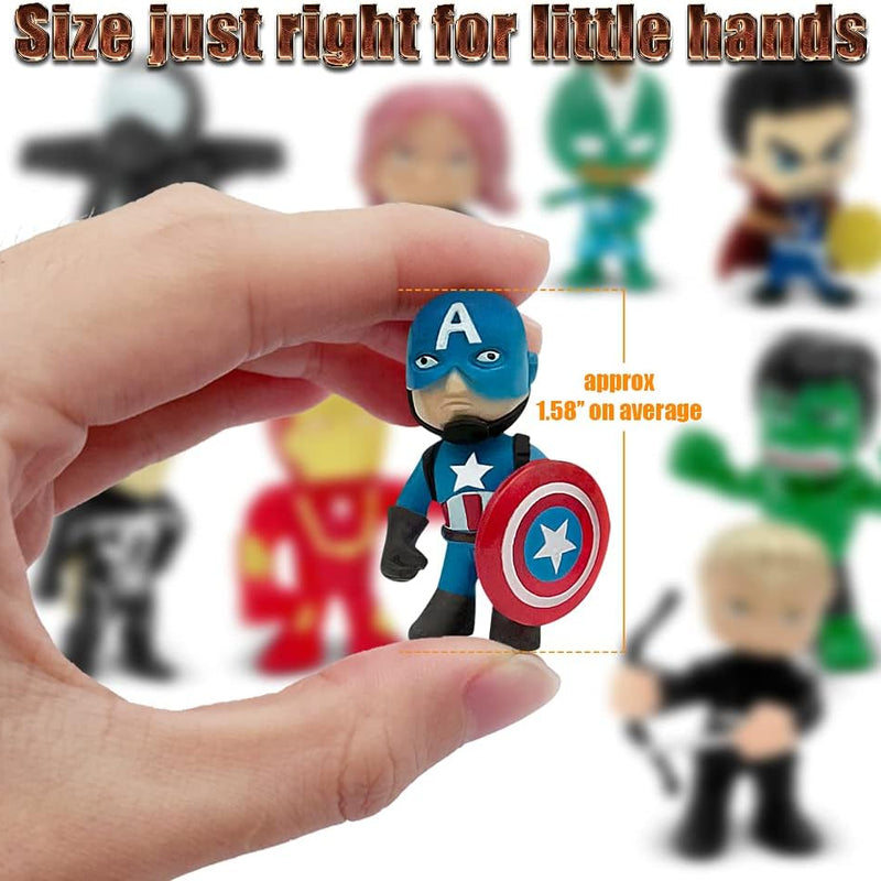 Mini Superhero Toys, 26PCS Minifigures Small Action Figures Superhero Party Birthday Decorations for Kids’ Christmas Stocking, Easter Eggs Cake Toppers Collectibles