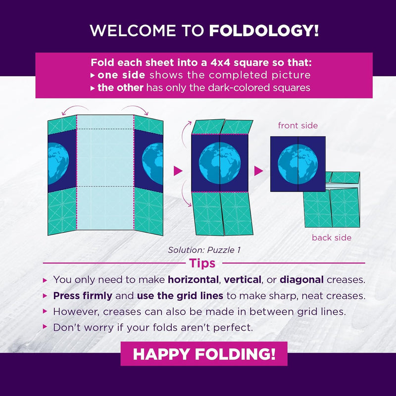 FOLDOLOGY origami puzzle game for tweens, teens, and adults, travel game, STEM toy, 100 puzzles, 50+ hours of fun.