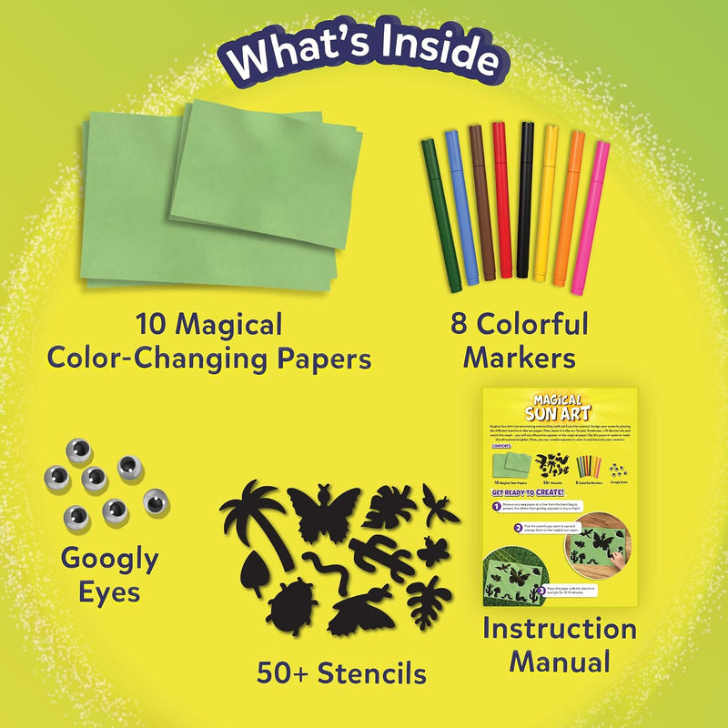 Skillmatics Magical Sun Art – Out in Nature, STEM Paper Craft Kit for Kids | Decorative Paper, Nature Stencils & Markers, Create with Sunlight, Mess-Free, Gifts for Ages 4, 5, 6, 7, 8, 9, 10, 11, 12