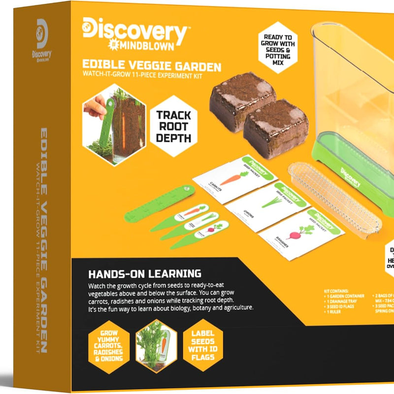 Discovery Edible Veggie Garden Watch-It-Grow Kit for Kids, DIY STEM Activity with 11-Piece Science Kit