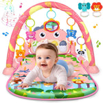 UMIKU Baby Gym Play Mats Baby Tummy Time Mat Musical Activity Center for Newborn Infant Piano Babies Play Mat Music & Light Newborn Infant Gifts for Babies 0-3 6 9 12 Months Dinosaur Style