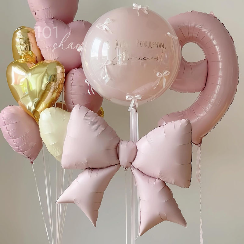 4 pink bow balloons 38inch, 4pc set, pink, coquette, birthday, party supplies, wedding decor