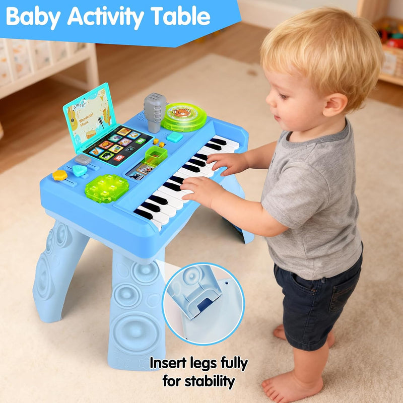 Baby DJ Table Musical Piano Toys for Toddlers Boys Girls with Music & Light | Baby Activity Table Toddler Learning Educational Music Instruments Infant Toy for Boy First Birthday Gifts