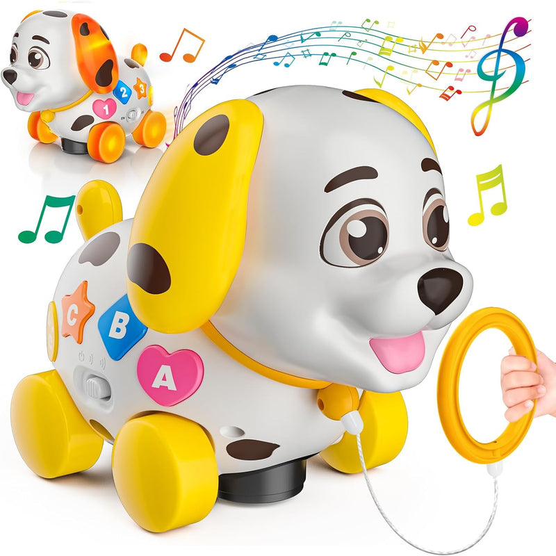 3-in-1 Musical Puppy Toys for 1 Year Old Girl Gift, Educational Baby Toy 6-12-18 Month, 1st Birthday Gift for 1 Year Old Girl Boy, First Bilingual Present for 7 8 9 10 Month Infant (Pink)