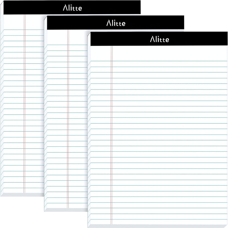 Alitte Legal Notepads 8.5 x 11, Pack of 12 - Perforated Wide Ruled Writing Pad - Premium Thick Paper, No Ink Bleeding - Blank Legal Pads For Home, Office, School, Business - 50 Sheets Per Notebook