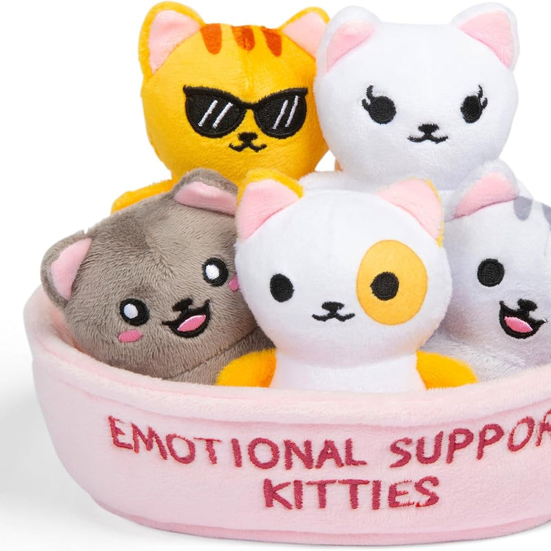 Emotional Support Highland Cows by Relatable, Cuddly Stuffed Animals, Plushies, and Cute Stuff, Great Gift Ideas for Loved Ones of All Ages, Includes 5 Toys with Carrying Basket