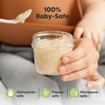 KeaBabies 12pk 4oz Glass Baby Food Containers with Lids, Leak-Proof (Slate) | Microwavable Small Glass Jars, Baby Purees, Toddler Snack Storage Containers, BPA-Free, Dishwasher-safe, Freezer Safe