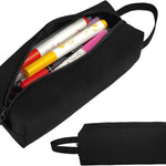 Fmeida Pencil Case Pouch - Water Resistant Pencil Pouch Portable Pencil Bag Simple Office Stationery Pouch with Handle Back to School Supplies - Black