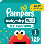 Pampers Diapers - Baby Dry - Size 1, 120 Count, Absorbent Disposable Infant Diaper (Packaging May Vary)