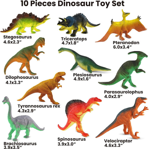 Zippytots Dinosaur Toys for Kids 3-5, 10 PCS Realistic Plastic Dinosaur Figures, BPA Free, Non-Toxic PVC, STEM Learning Gift
