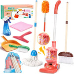 Meland 8-Piece Kids Cleaning Set with Toy Vacuum and Broom | Toddler-size broom and toy vacuum encourage household role play, coordination and pretend play, gift for boys girls ages 3-6