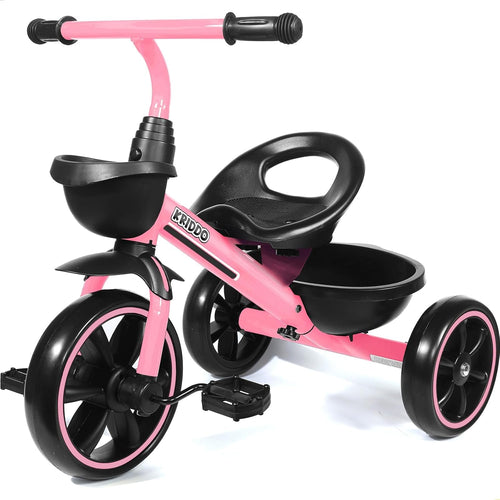 Krido Toddler Tricycle for 2-5 Year Olds - Pink Bike for 24 Month to 4 Year Old Girls and Boys