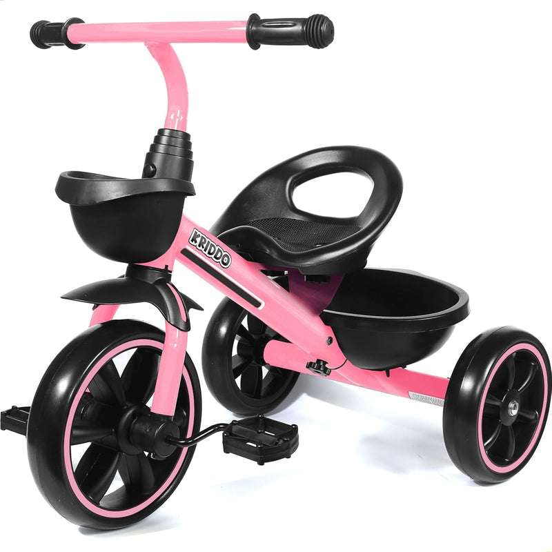Krido Toddler Tricycle for 2-5 Year Olds - Pink Bike for 24 Month to 4 Year Old Girls and Boys