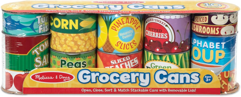 Melissa & Doug Let's Play House Grocery Cans with Removable Lids for Preschool Learning Toys for Girls & Boys 3+