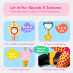 hahaland Car Seat Toys for Babies 0-6 Months Girl Stroller Toy Unicorn | Baby Toys 0-6 6-12 Months - Rattle, Mirror, Crinkle, Squeaky Carseat Toy Hanging Developmental Newborn Baby Birthday Gifts