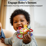 Baby Montessori Silicone Teething Toy with Rattle - Safe, BPA-Free for Teething Relief & Sensory Play, 0-12 Months