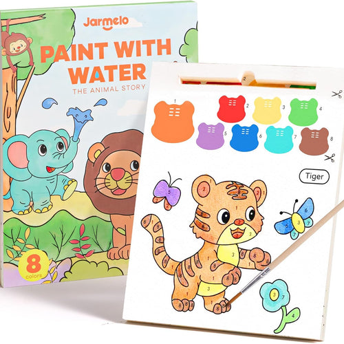 Jar Melo Paint with Water Books for Toddlers, Mess Free Watercolor Painting Activity for Kids Ages 1-3, 2-4, 4-6, Art Craft Coloring Gift with Brush, Airplane Travel Activities for Toddlers, Animals