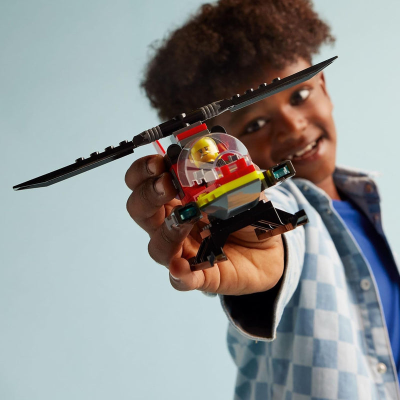 LEGO City Fire Rescue Helicopter Toy, Building Set with Firefighter Minifigure Pilot, Ages 5+, 60411