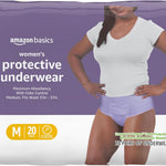 Amazon Basics Postpartum Incontinence Underwear for Women, Maximum Absorbency with Bladder Leak Protection, Fresh Protection, Disposable, Large, Lavender, 18 Count