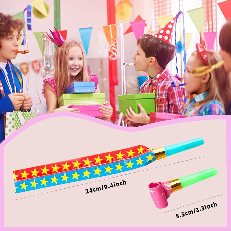 Colorful party blowers for birthday, wedding, and other celebrations (25 PCS)