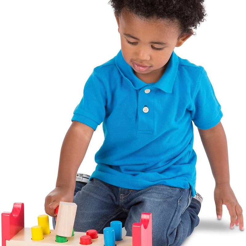 Melissa & Doug Deluxe Wooden Pound-A-Peg Toy with Hammer - FSC Certified