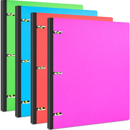 INFUN Telescoping 3 Ring Binder - 4PCS, Portable Plastic 3 Ring Binder with Telescoping Spine, Binders with Foldable Front Cover Holds 8.5"x11" Paper for School, Office, Homes