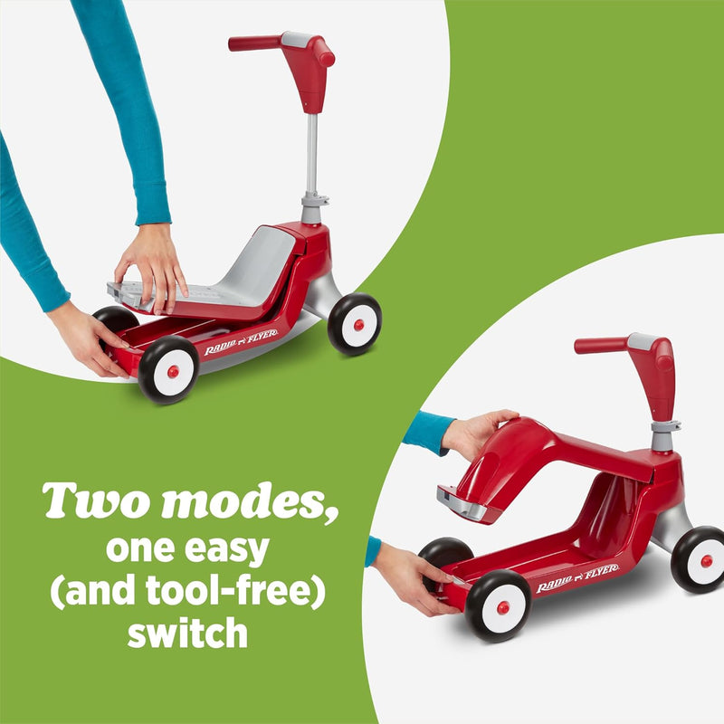 Radio Flyer Scoot 2 Scooter - 2-in-1 Ride-On and 4-Wheel Scooter for Kids Ages 1-4