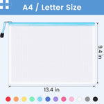 Sooez 24 Pack Mesh Zipper Pouch with Sticky Labels, A4 Mesh Bags, Sturdy Letter Size File Folders Organizer, Office School Classroom Teacher Supplies, Toy Storage Bag Board Game Puzzles Organization